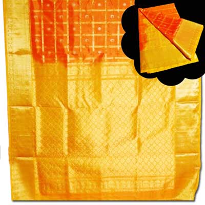 "Exclusive peach color Venkatagiri pattu Saree -SLSM-5 - Click here to View more details about this Product